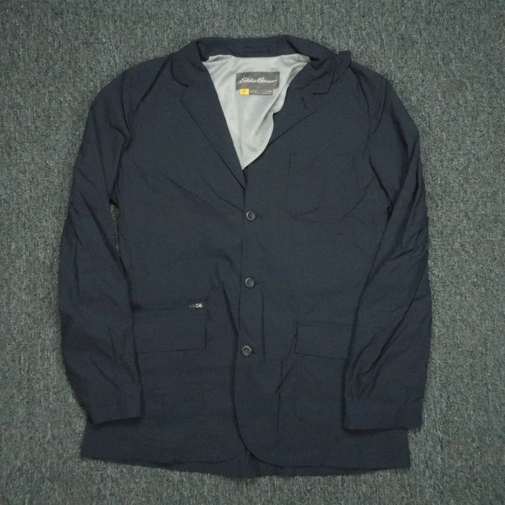 Eddie Bauer Jacket Men 44T Blue Travex Ultimate Voyager II Travel Blazer Pockets